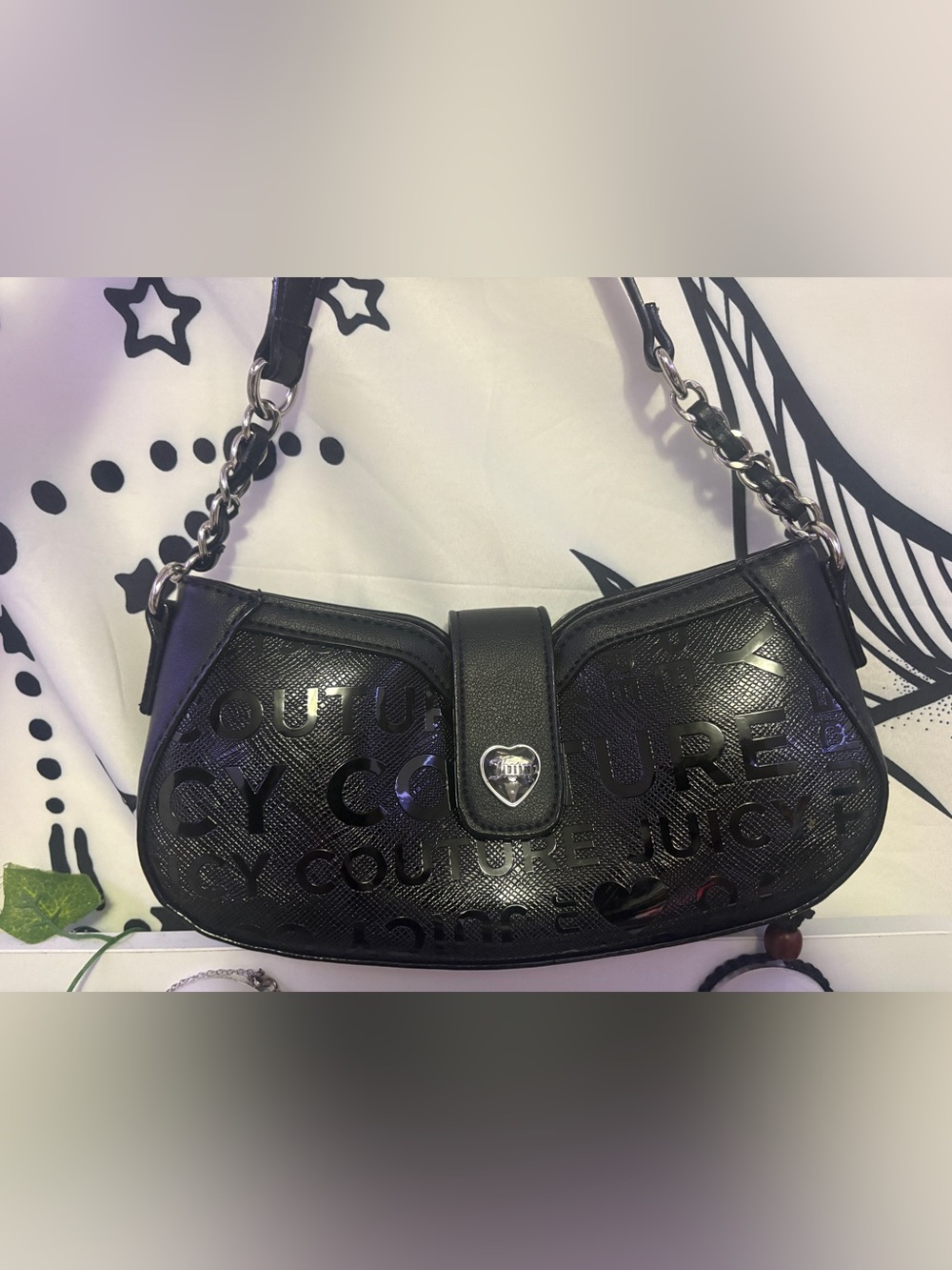 Juicy Couture Y2K Black Shoulder Bag w/ Silver Hardware